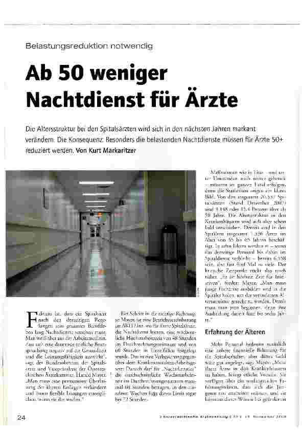 Vorschauseite 1: Ab 50 weniger Nachtdienst für Ärzte
