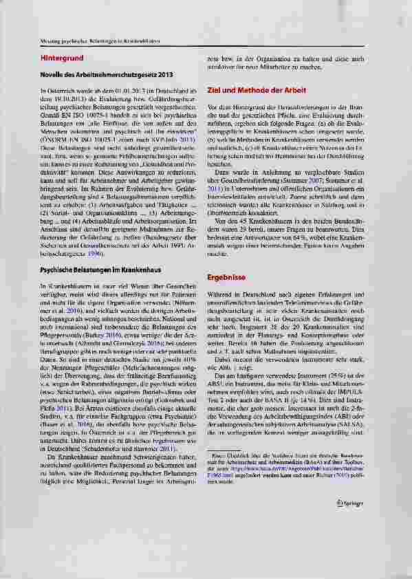 Vorschauseite 3: Messung psychischer Belastungen in Krankenhäusern