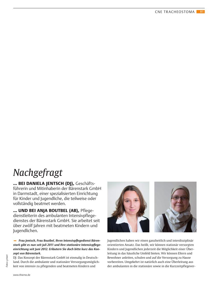 Vorschauseite 1: Nachgefragt bei Daniela Jentsch und bei Anja Boutbel