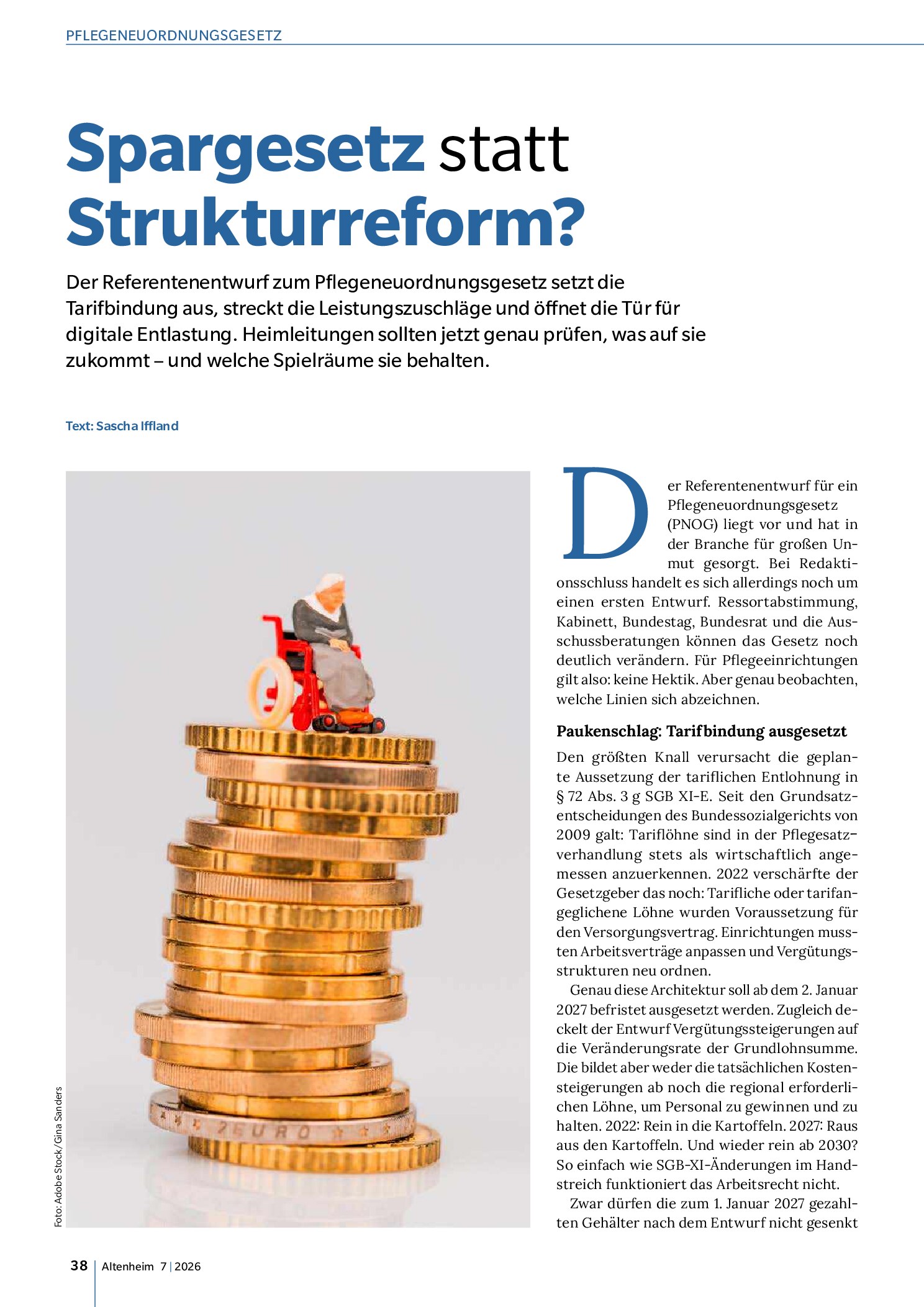 Vorschauseite 1: Spargesetz statt Strukturreform?