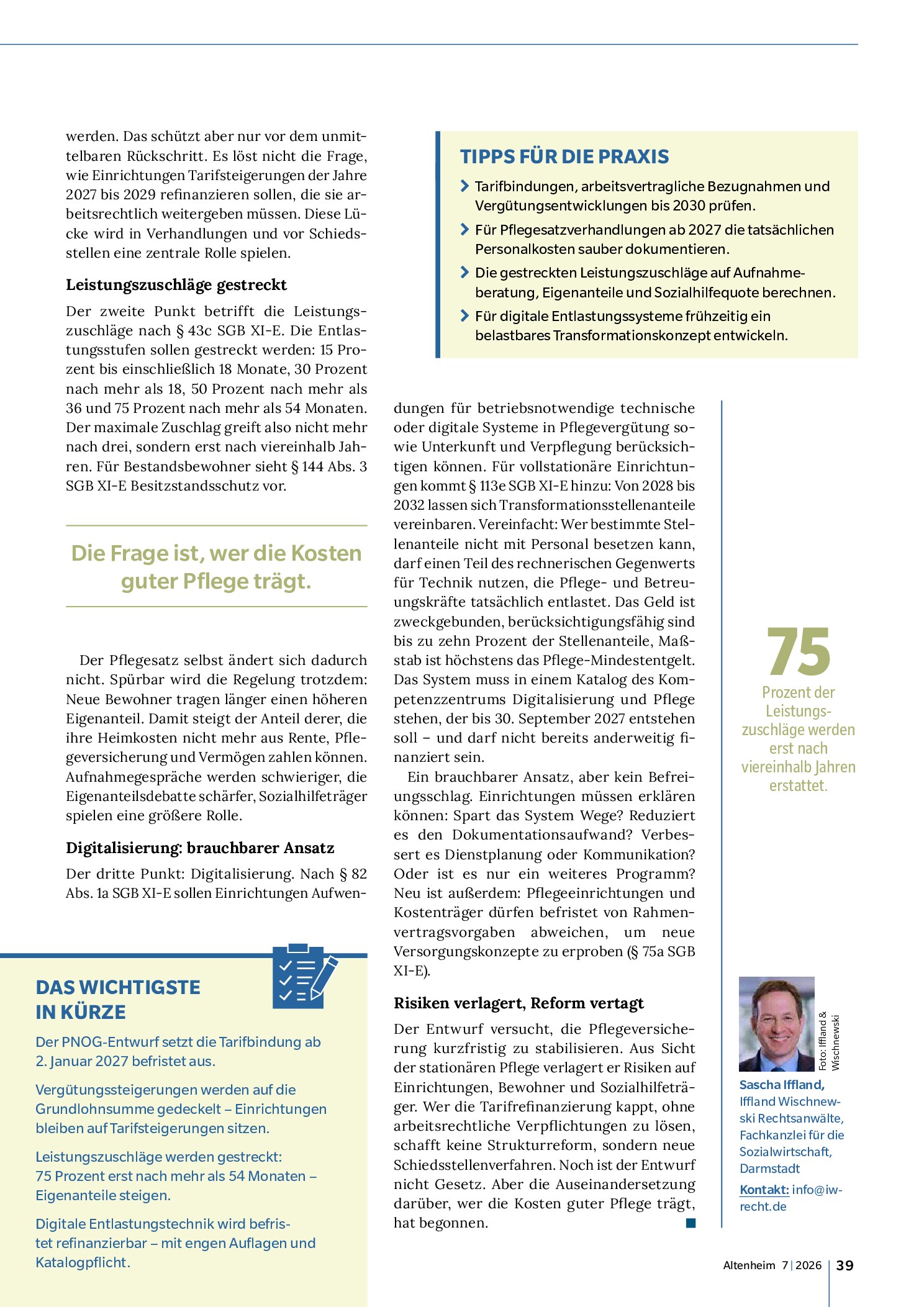 Vorschauseite 2: Spargesetz statt Strukturreform?