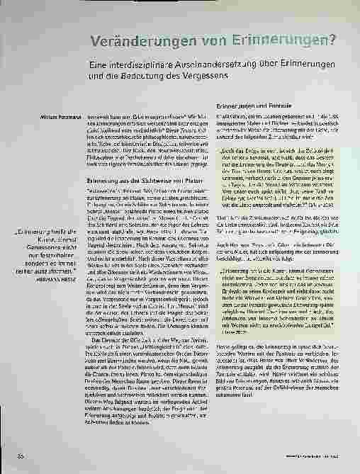 Vorschauseite 3: Veränderungen von Erinnerungen? Eine interdisziplinäre Auseinandersetzung über Erinnerungen und die Bedeutung des Vergessens