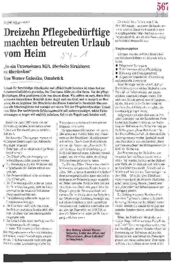 Vorschauseite 1: Dreizehn Pflegebedürftige machten betreuten Urlaub vom Heim