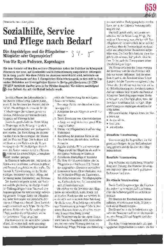 Vorschauseite 1: Sozialhilfe, Service und Pflege nach Bedarf Die Angehörigen und die Pflegeheime - Mitspieler oder Gegenspieler