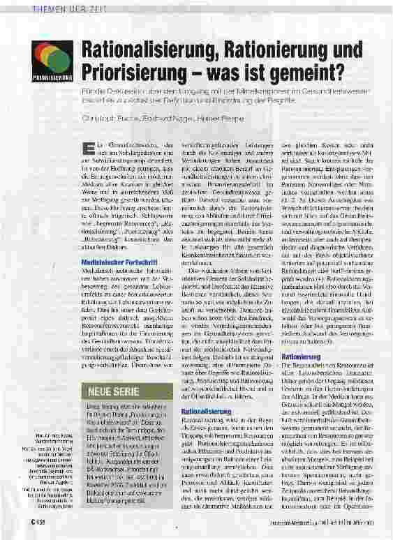 Vorschauseite 1: Rationalisierung, Rationierung und Priorisierung - was ist gemeint?