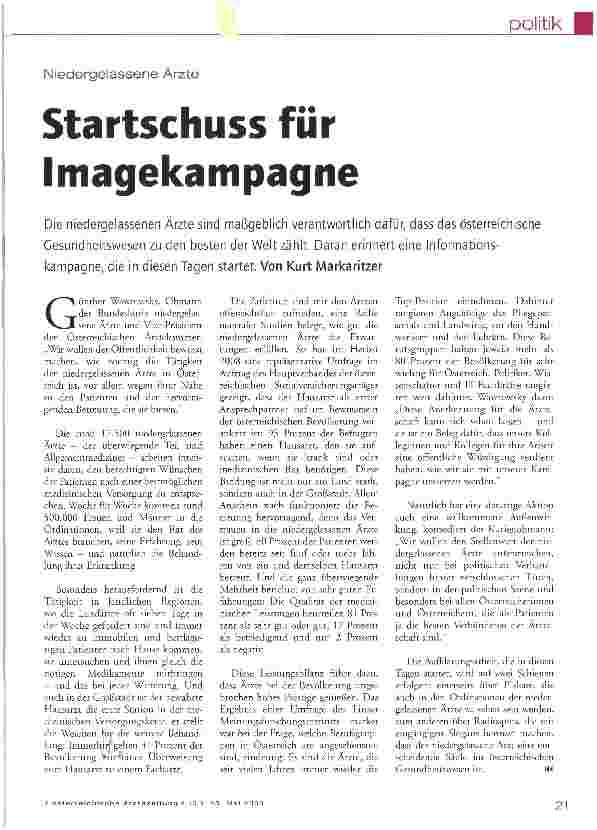 Vorschauseite 1: Niedergelassene ÄrzteStartschuss für Imagekampagne