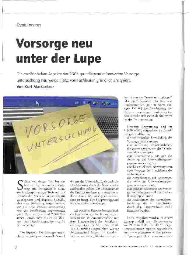 Vorschauseite 1: Vorsorge neu unter der Lupe
