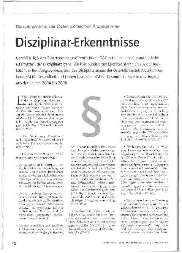 Vorschauseite 1: Disziplinar-Erkenntnisse