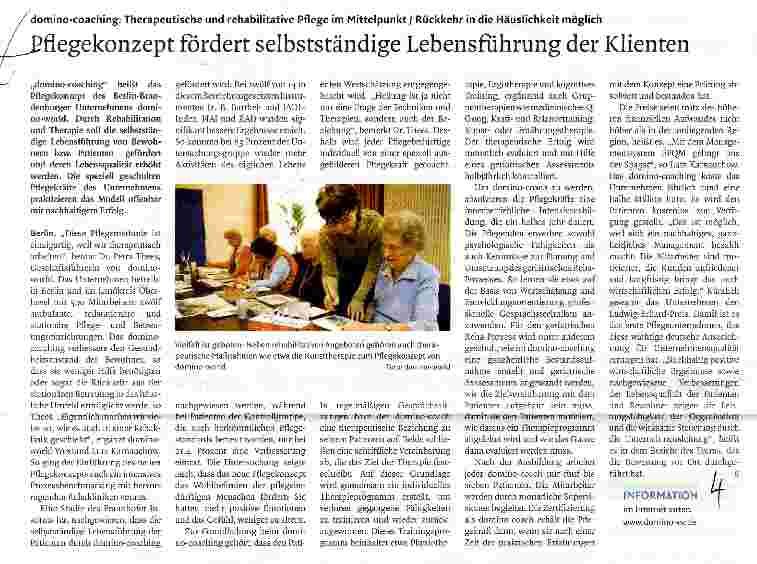 Vorschauseite 1: Pflegekonzept fördert selbstständige Lebensführung der Klienten