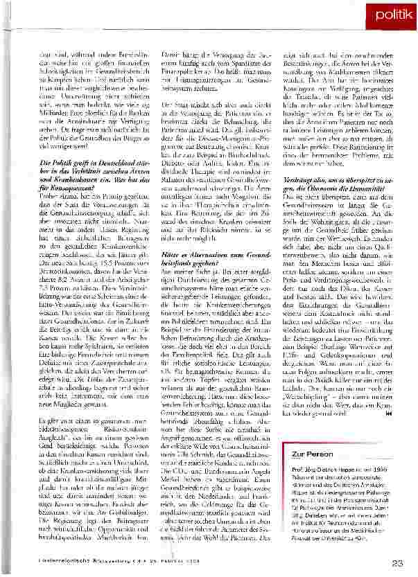 Vorschauseite 2: De-facto-Verstaatlichung des Gesundheitswesens