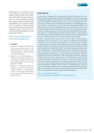 Vorschauseite 3: Clostridioides-difficile-Infektion im Krankenhaus: Kann künstliche Intelligenz (KI) die gezielte Infektionsprävention bei gefährdeten Patienten verbessern?