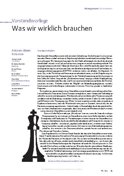 Vorschauseite 1: Vorstandsvorlage: Was wir wirklich brauchen