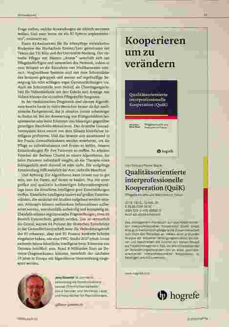 Vorschauseite 3: Pflege wird „KI-Ready“: Wie künstliche Intelligenz Pflegekräfte unterstützt