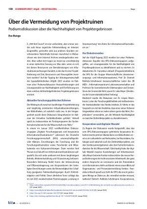 Vorschauseite 1: Über die Vermeidung von Projektruinen. Podiumsdiskussion über die Nachhaltigkeit von Projektergebnissen