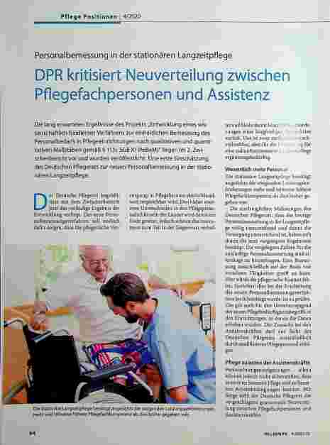 Vorschauseite 1: DPR kritisiert Neuverteilung zwischen Pflegefachpersonen und Assistenzkräften