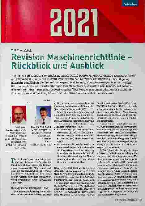 Vorschauseite 1: Revision Maschinenrichtlinie Rückblick und Ausblick