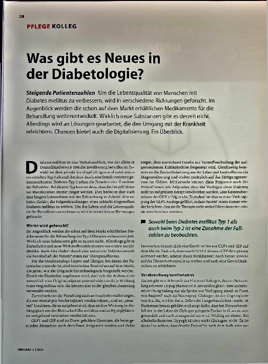 Vorschauseite 1: Was gibt es Neues in der Diabetologie?