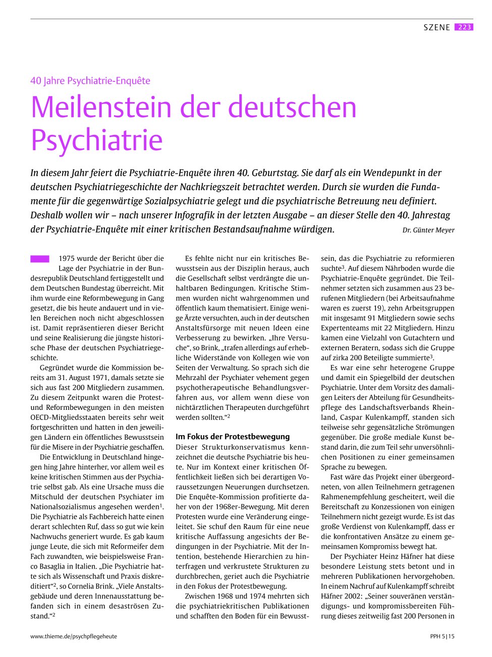 Vorschauseite 1: Meilenstein der deutschen Psychiatrie