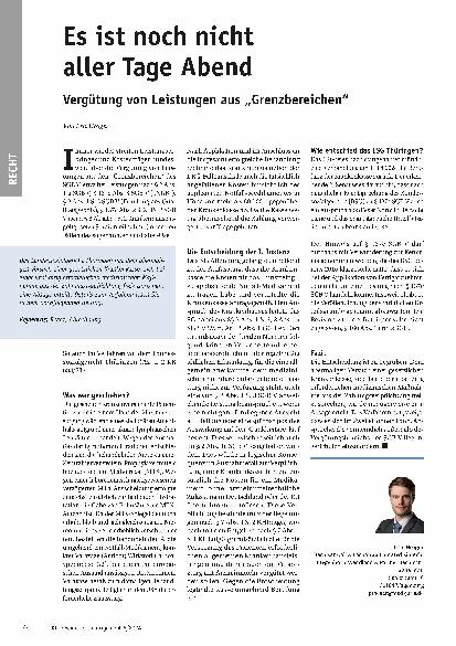 Vorschauseite 1: Es ist noch nicht aller Tage Abend. Vergütung von Leistungen aus „Grenzbereichen“.