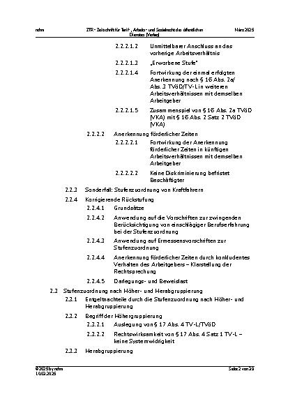 Vorschauseite 2: Die Entwicklung der Rechtsprechung des Sechsten Senats des BAG zu den Tarifverträgen des öffentlichen Dienstes in den Jahren 2023 und 2024 – Feinund Neujustierungen
