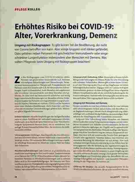 Vorschauseite 1: Erhöhtes Risiko bei COVID-19: Alter, Vorerkrankung, Demenz