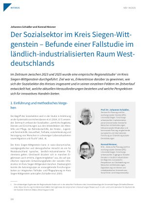 Vorschauseite 1: Der Sozialsektor im Kreis Siegen-Wittgenstein – Befunde einer Fallstudie im ländlich-industrialisierten Raum Westdeutschlands