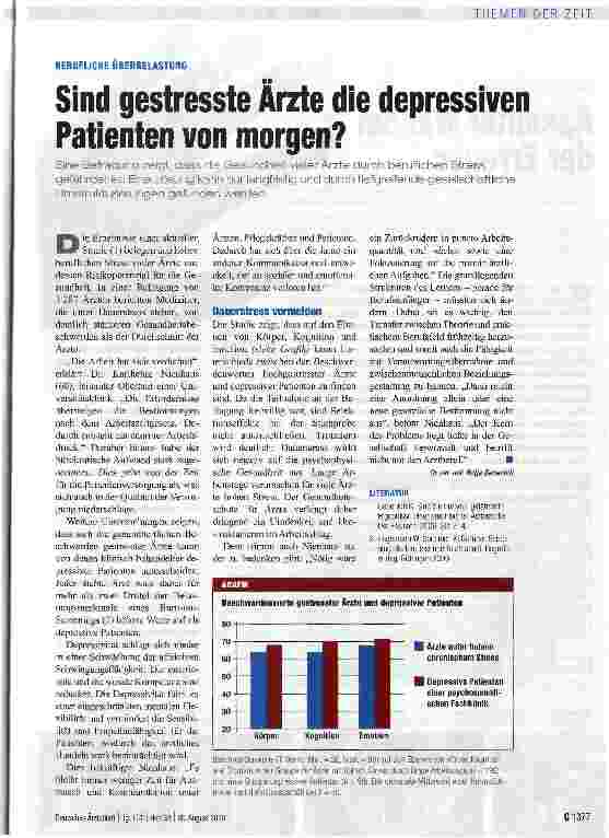 Vorschauseite 1: Sind gestresste Arzte die depressiven Patienten von morgen?