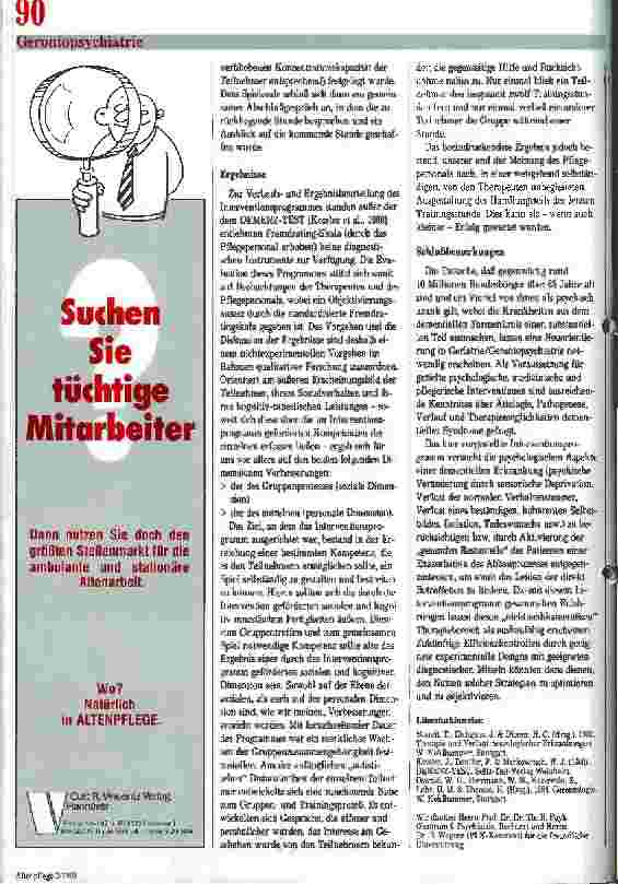 Vorschauseite 3: Die Gruppe wuchs spürbar zusammen Erfahrungen aus einer gerontopsychiatrischen Klinik
