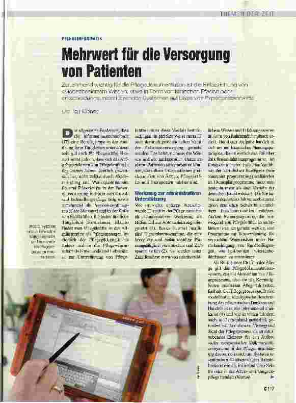 Vorschauseite 1: Mehrwert für die Versorgung von Patienten