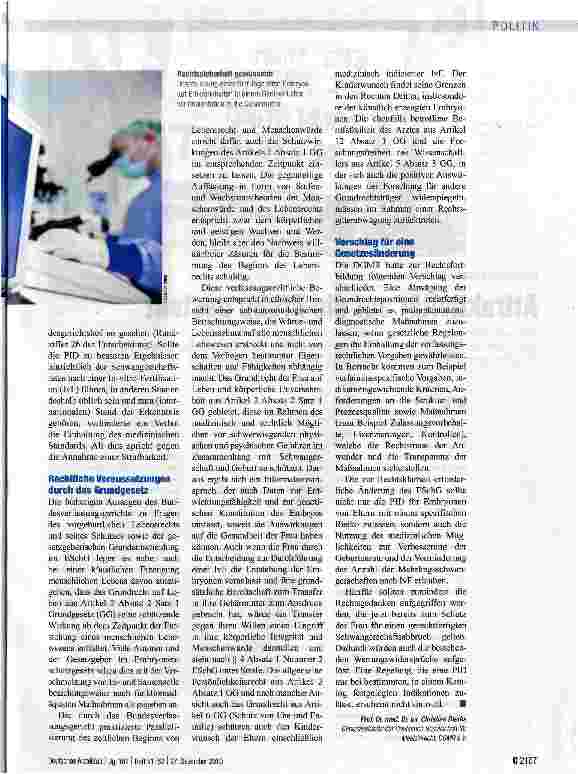 Vorschauseite 2: PRÄIMPLANTATIONSDIAGNOSTIKZulassung, aber ohne Katalog