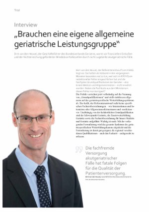 Vorschauseite 1: „Brauchen eine eigene allgemeine geriatrische Leistungsgruppe“