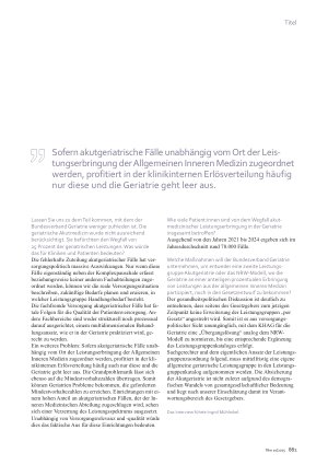 Vorschauseite 2: „Brauchen eine eigene allgemeine geriatrische Leistungsgruppe“