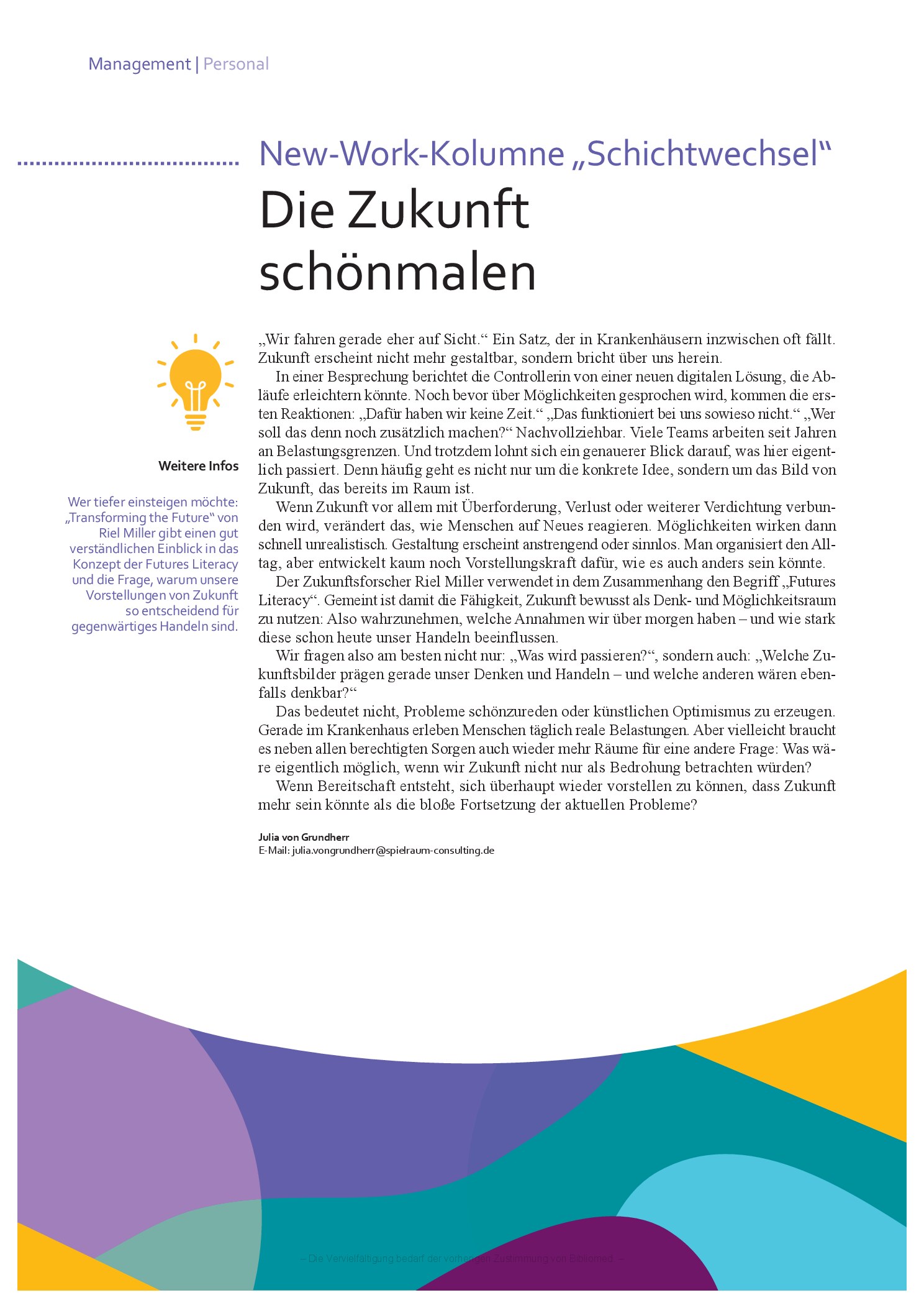 Vorschauseite 1: Die Zukunft schönmalen