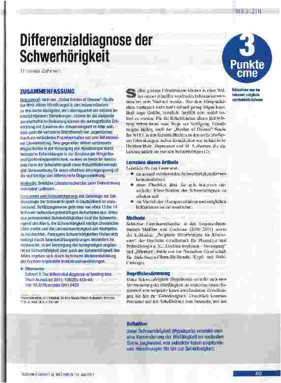 Vorschauseite 1: Differenzialdiagnose der Schwerhörigkeit