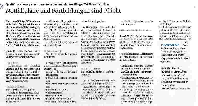 Vorschauseite 1: Notfallpläne und Fortbildungen sind Pflicht