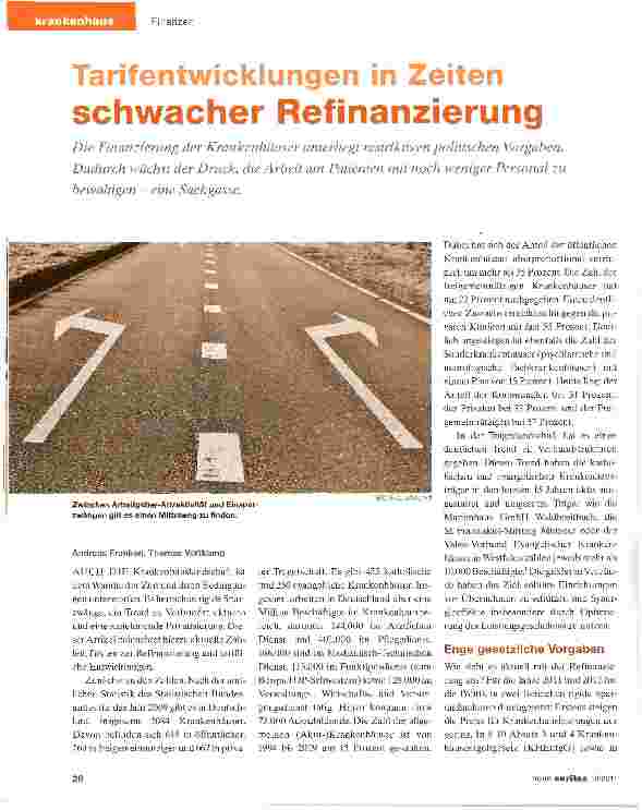 Vorschauseite 1: Tarifentwicklungen in Zeiten schwacher Refinanzierung
