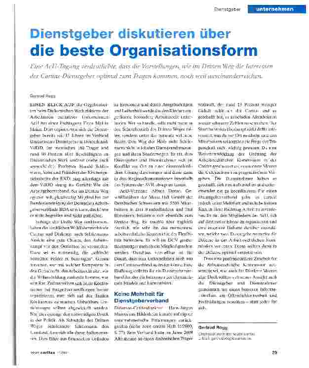 Vorschauseite 1: Dienstgeber diskutieren über die beste Organisationsform