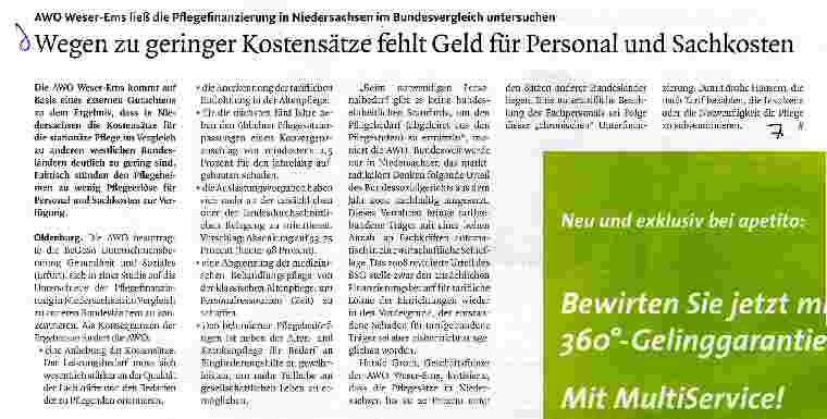 Vorschauseite 1: Wegen zu geringer Kostensätze fehlt Geld für Personal und Sachkosten