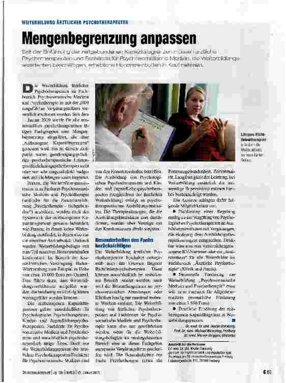 Vorschauseite 1: WEITERBILDUNG ÄRZTLICHER PSYCHOTHERAPEUTENMengenbegrenzung anpassen