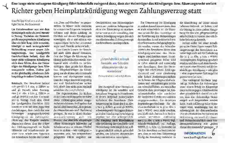 Vorschauseite 1: Richter geben Heimplatzkündigung wegen Zahlungsverzug statt