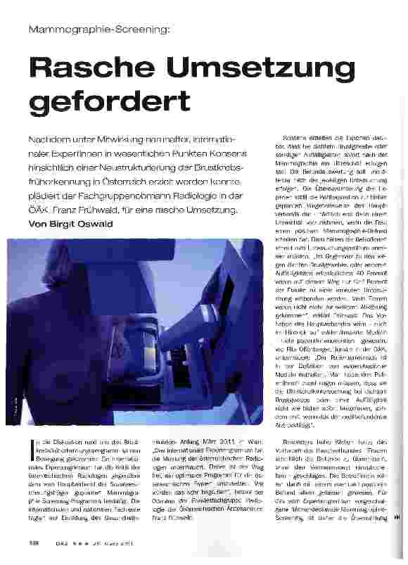 Vorschauseite 1: Rasche Umsetzung gefordert