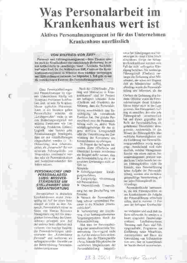 Vorschauseite 1: Was Personalarbeit im Krankenhaus wert ist