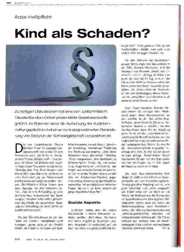 Vorschauseite 1: Ärzte-Haftpflicht:Kind als Schaden?