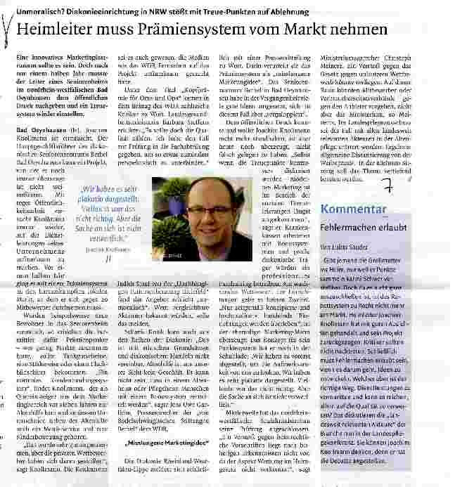 Vorschauseite 1: Heimleiter muss Prämiensystem vom Markt nehmen
