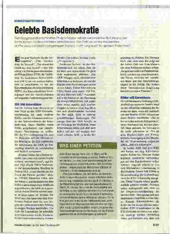 Vorschauseite 1: BUNDESTAGSPETITIONENGelebte Basisdemokratie