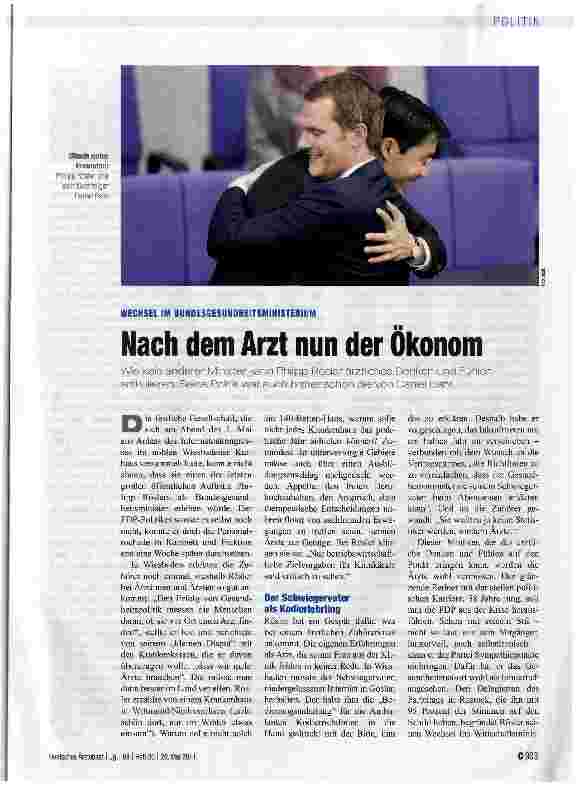 Vorschauseite 1: Nach dem Arzt nun der Ökonom