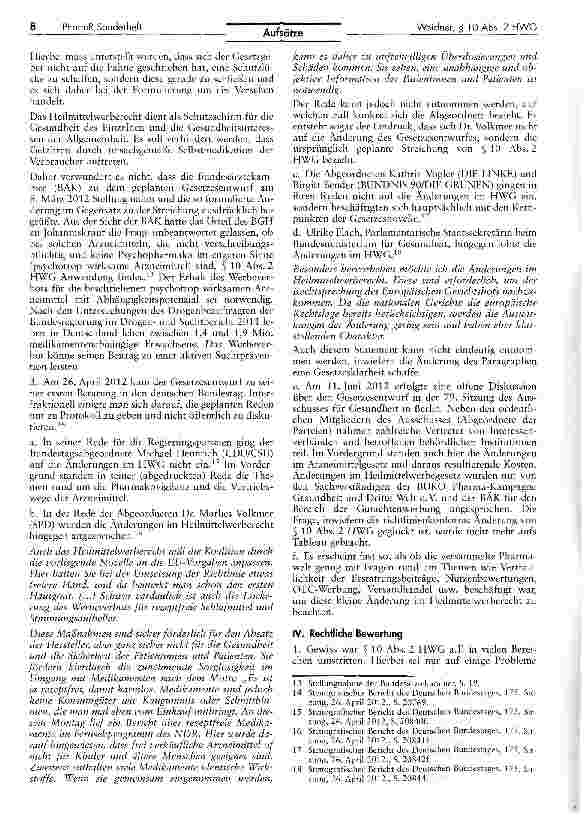 Vorschauseite 3: Richtlinienkonforme Reformierung des § 10 Abs. 2 HWG mit dem zweiten Gesetz zur Änderung arzneimittelrechtlicher und anderer Vorschriften (sog. 16. AMG-Novelle)?
