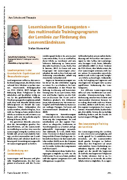 Vorschauseite 1: Lesemissionen für Leseagenten – das multimediale Trainingsprogramm der Lernlinie zur Förderung des Leseverständnisses