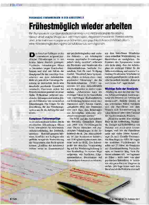 Vorschauseite 1: Frühestmöglich wieder arbeiten
