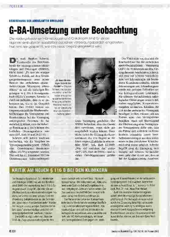 Vorschauseite 1: G-BA-Umsetzung unter Beobachtung